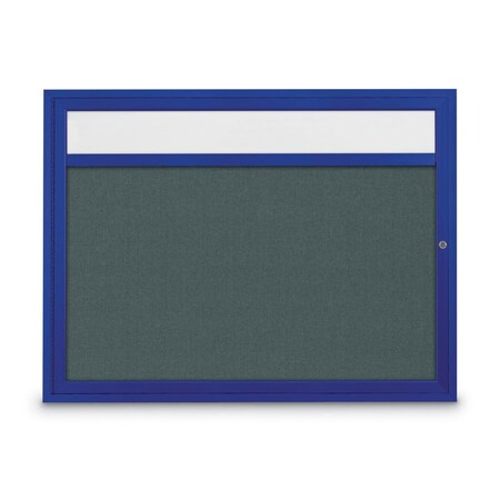 United Visual Products Slim Enclosed Corkboard, 30"x36", Gold Alum Frame/Blue Spruce UVEB3036-GOLD-BLSPRU